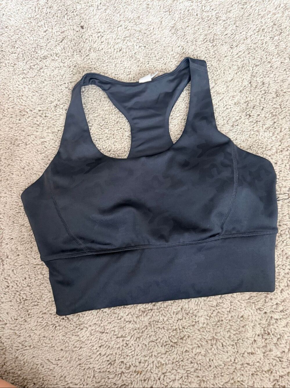 90 Degree by Reflex Black Camo Long Line Sports Bra Athletic Crop Top L